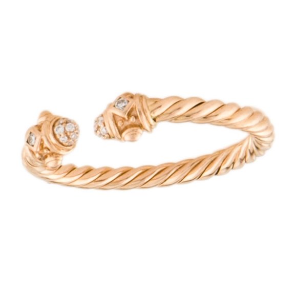 DAVID YURMAN 18K ROSE GOLD & DIAMOND RENAISSANCE BAND RING - Picture 2 of 16